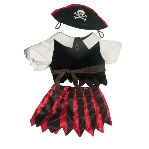 Build a Bear Workshop Pirate Costume Outfit Skirt Shirt Hat - Picture 1 of 4